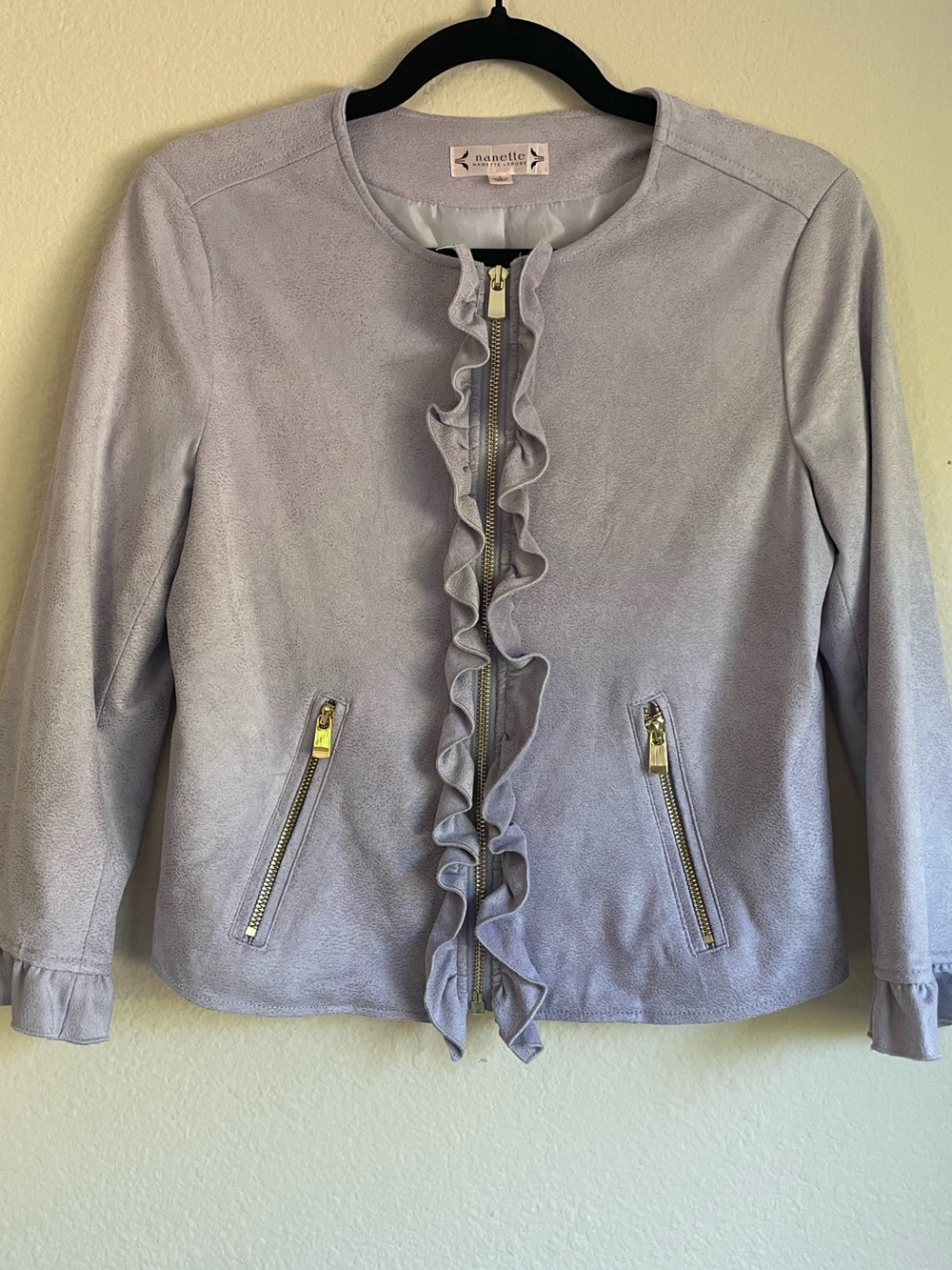 Nanette Lepore Lavender Ruffle Zip Front Jacket EUC - size 2